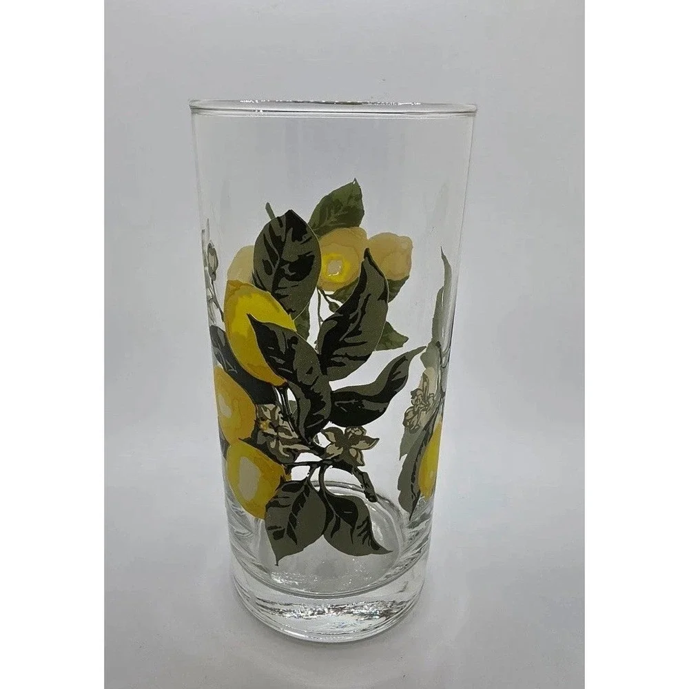 Vintage Crisa Royal Norfolk Lemons Drinking Glasses  16 oz Tumblers Set of 4